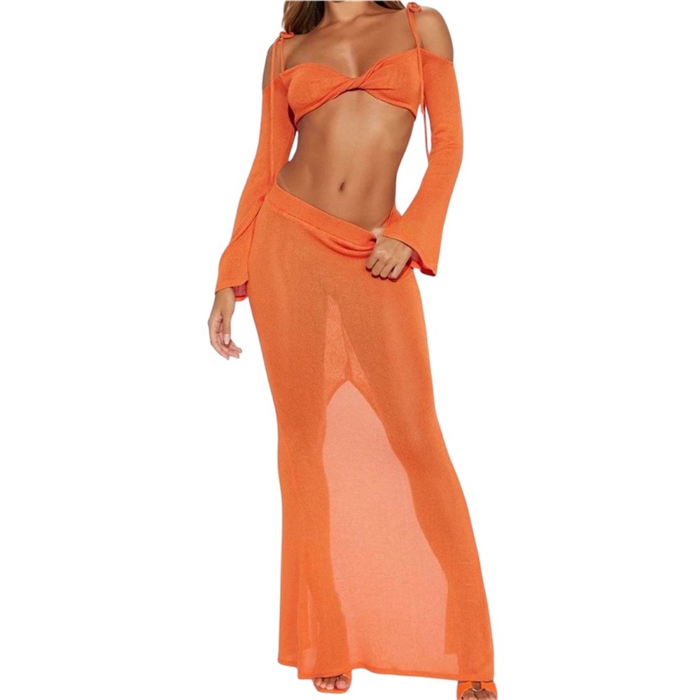 NWT Fashion Nova Sunset Vibe Crochet Skirt Set